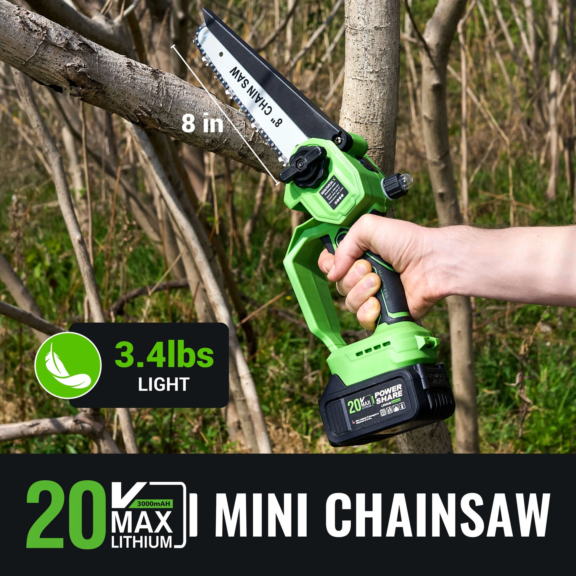 2-in-1 20V Cordless Pole Saw NovorikX