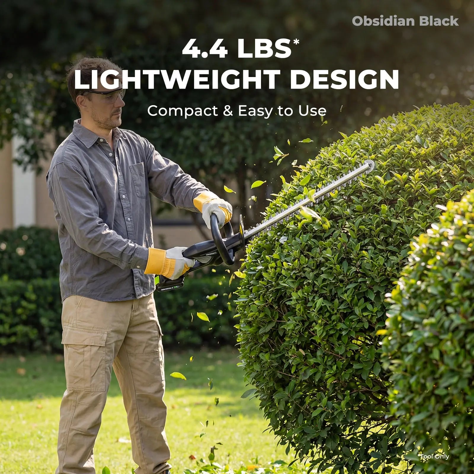 NovorikX Obsidian Black 20V Cordless 17-Inch Pole Hedge Trimmer Kit NovorikX