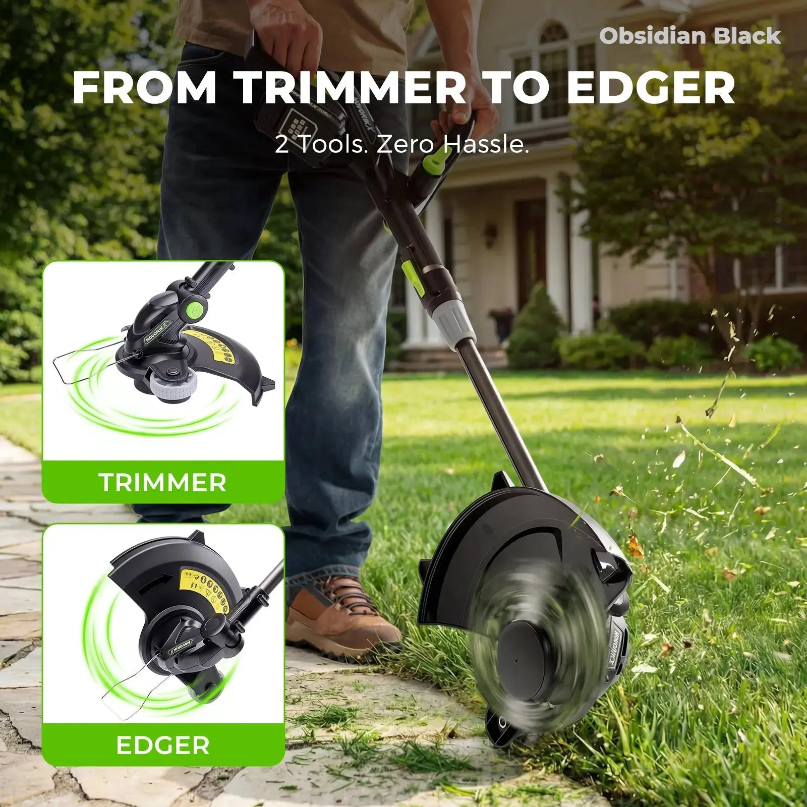 NovorikX Obsidian Black 20V Cordless 12-Inch Telescopic String Trimmer Kit NovorikX