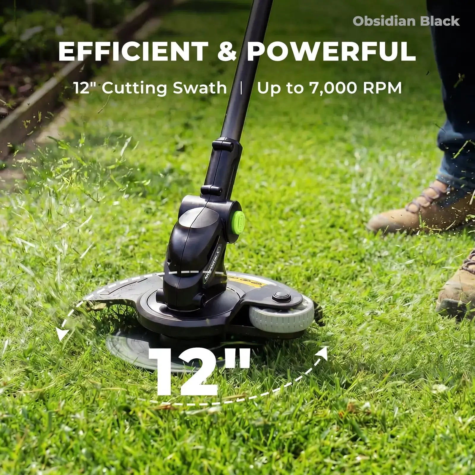 NovorikX Obsidian Black 20V Cordless 12-Inch Telescopic String Trimmer Kit NovorikX