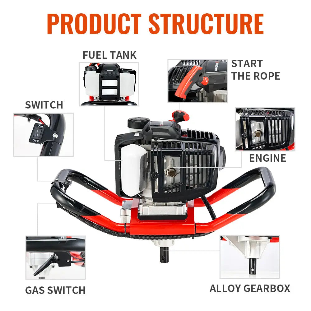 6/8-Inch Gas Powered Earth Auger (52CC) - NovorikX