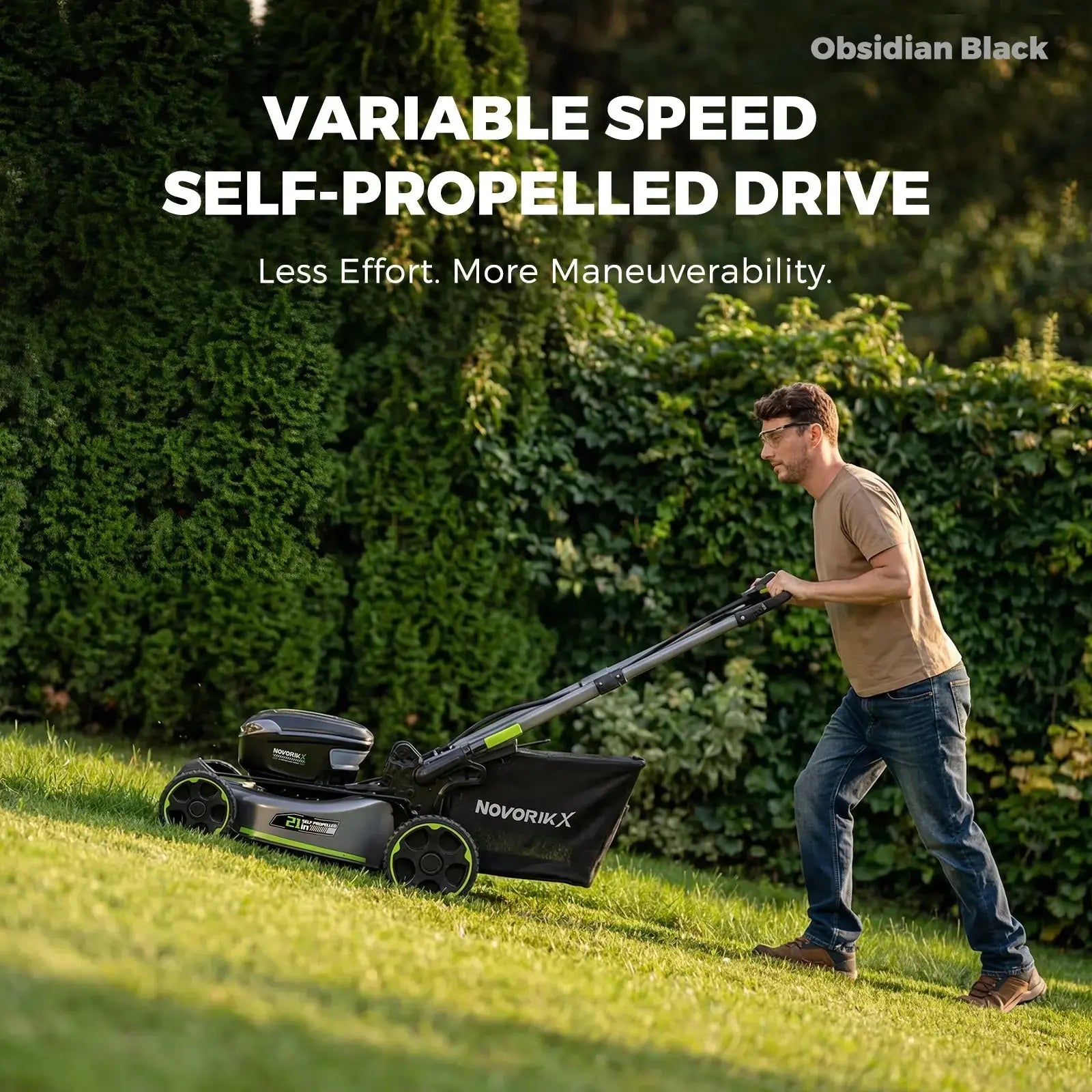NovorikX Obsidian Black 60V Brushless 21-Inch Self-Propelled Lawn Mower Kit NovorikX