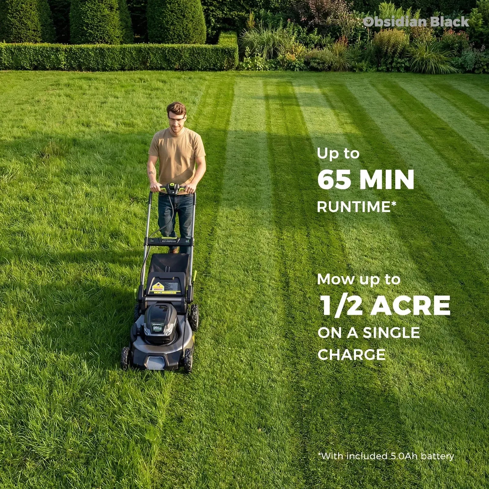 NovorikX Obsidian Black 60V Brushless 21-Inch Self-Propelled Lawn Mower Kit NovorikX