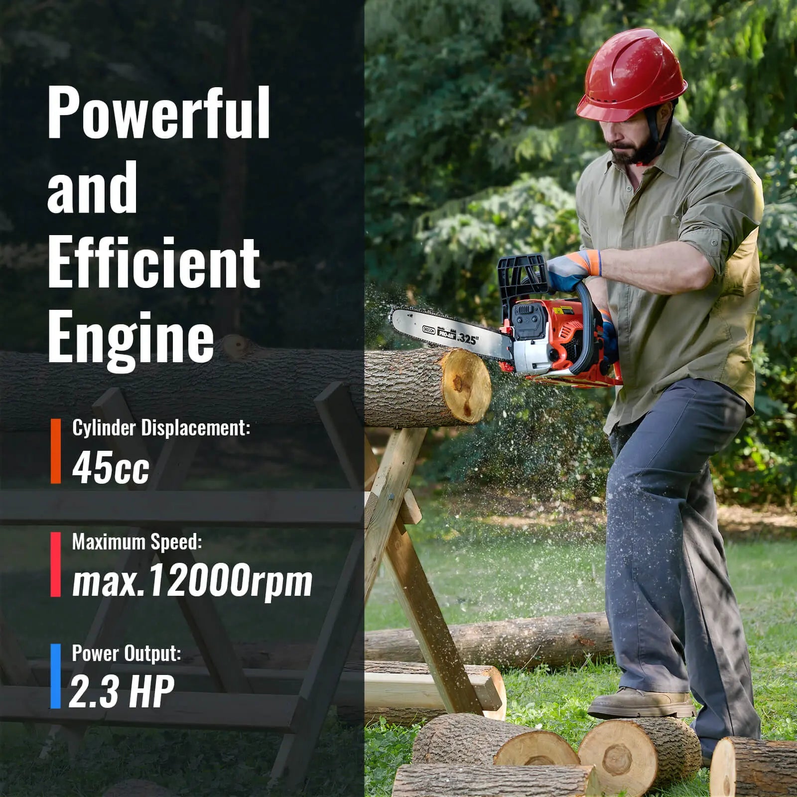 16/18-Inch Gas Powered Chainsaw (45CC) NovorikX