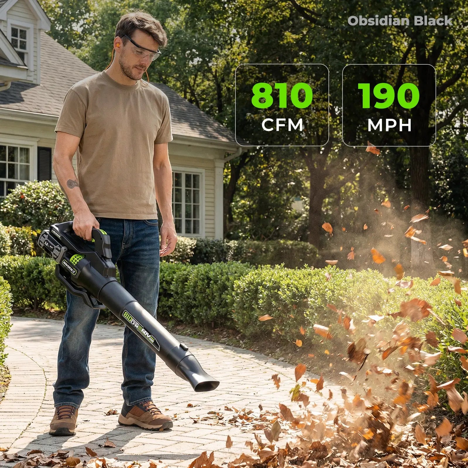 NovorikX Obsidian Black 60V Brushless 810CFM 190MPH Leaf Blower Kit NovorikX
