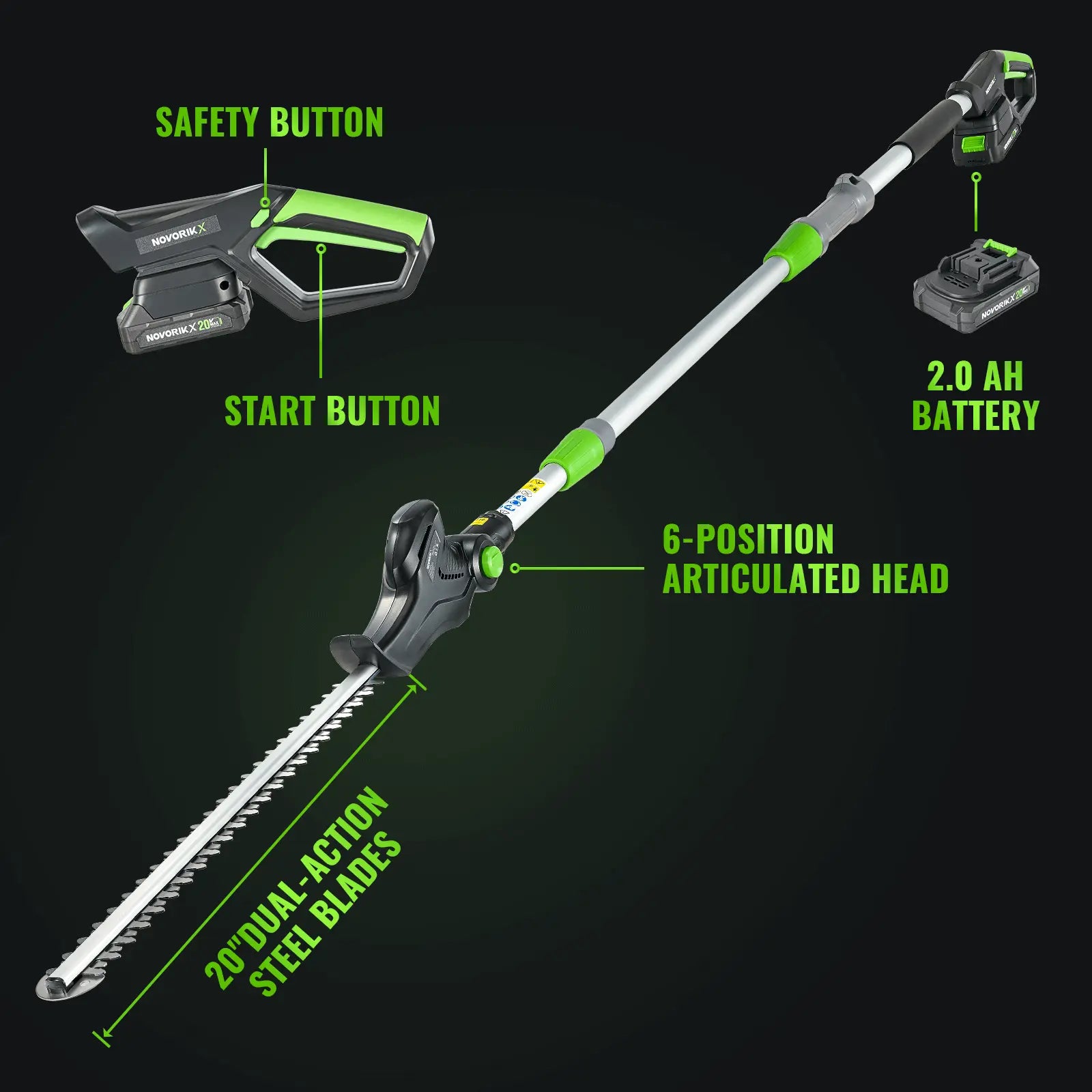 20V Cordless Pole Hedge Trimmer NovorikX