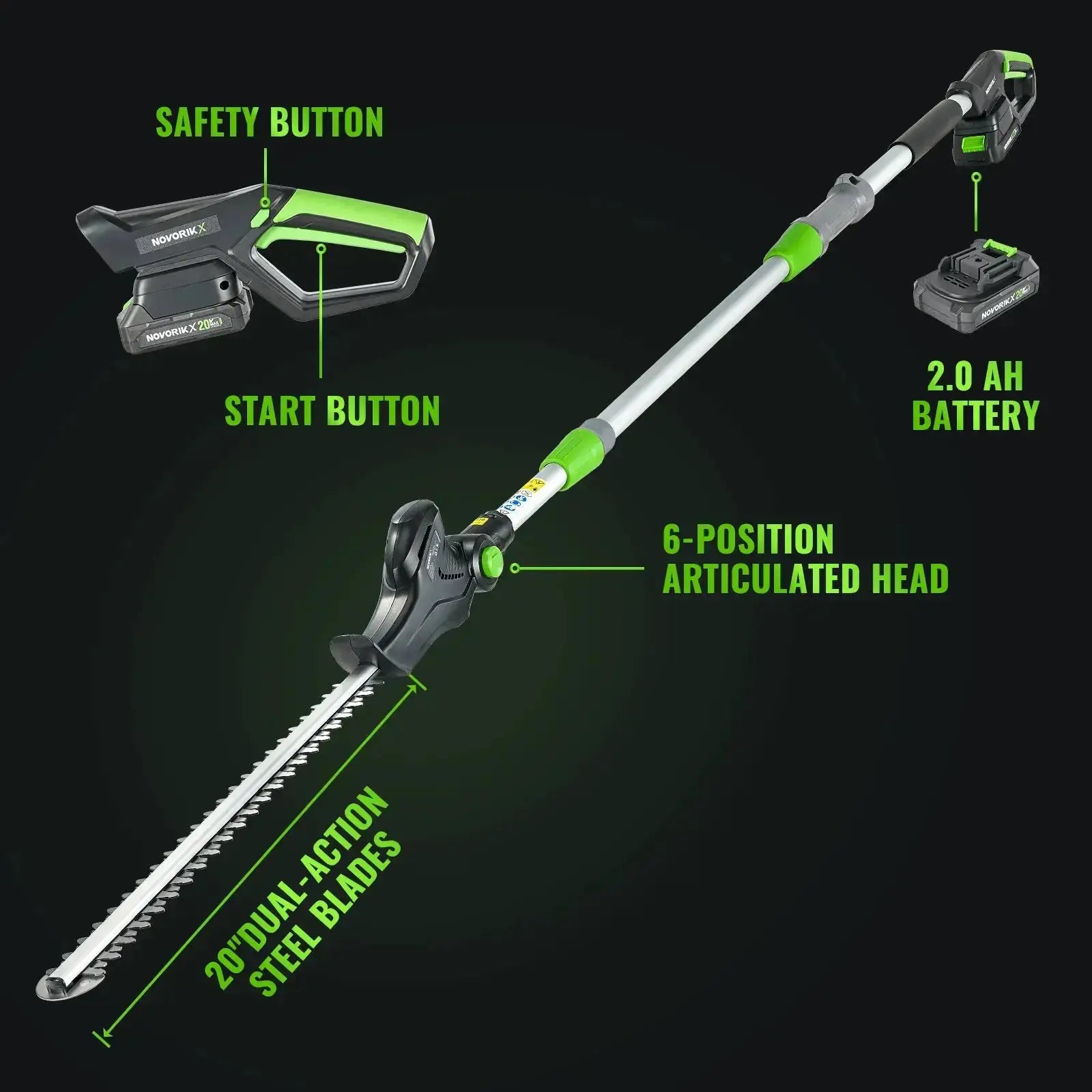 20V Cordless Pole Hedge Trimmer NovorikX