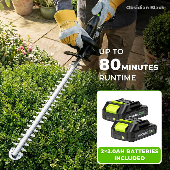 NovorikX Obsidian Black 20V Cordless 17-Inch Pole Hedge Trimmer Kit  NovorikX