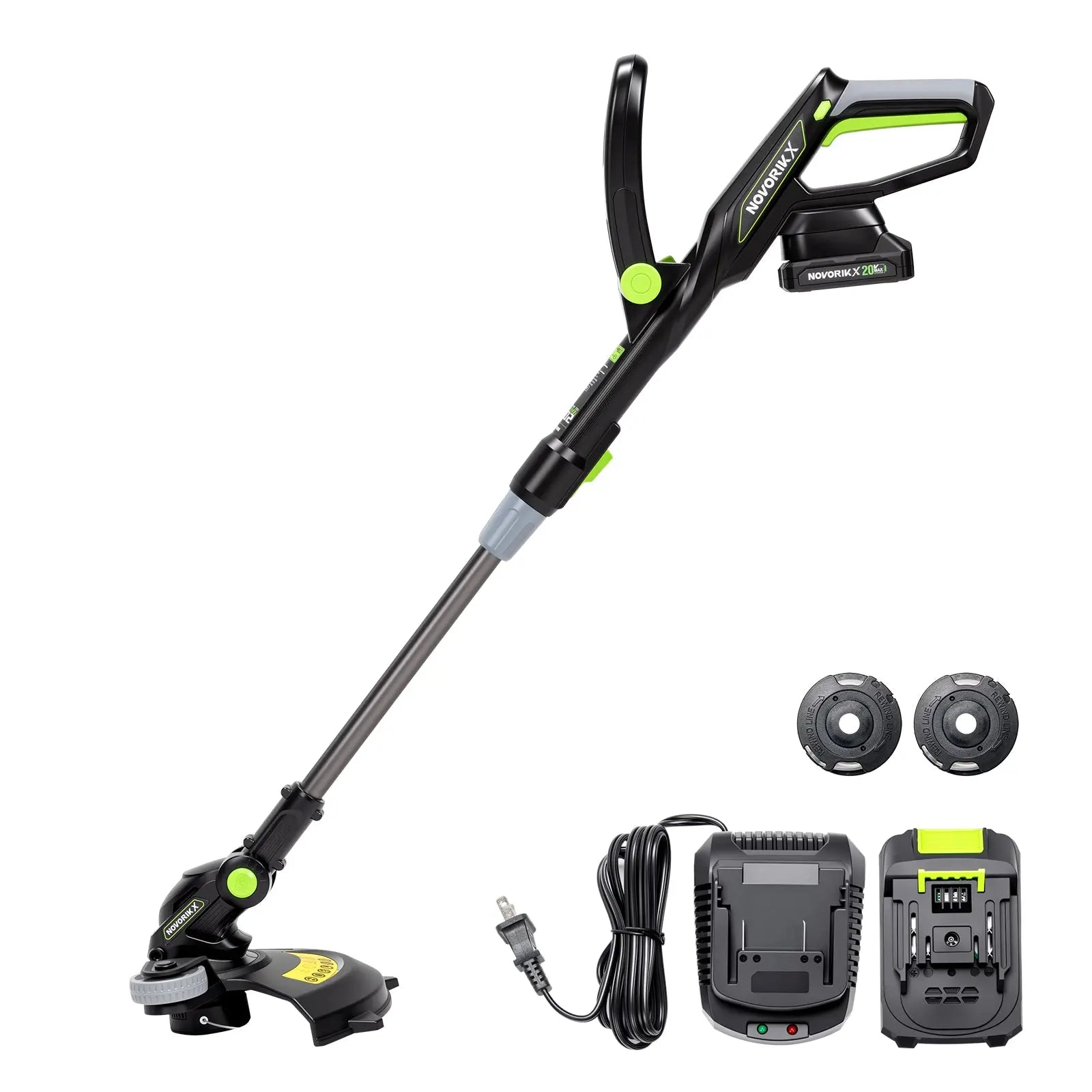NovorikX Obsidian Black 20V Cordless 12-Inch Telescopic String Trimmer Kit  NovorikX