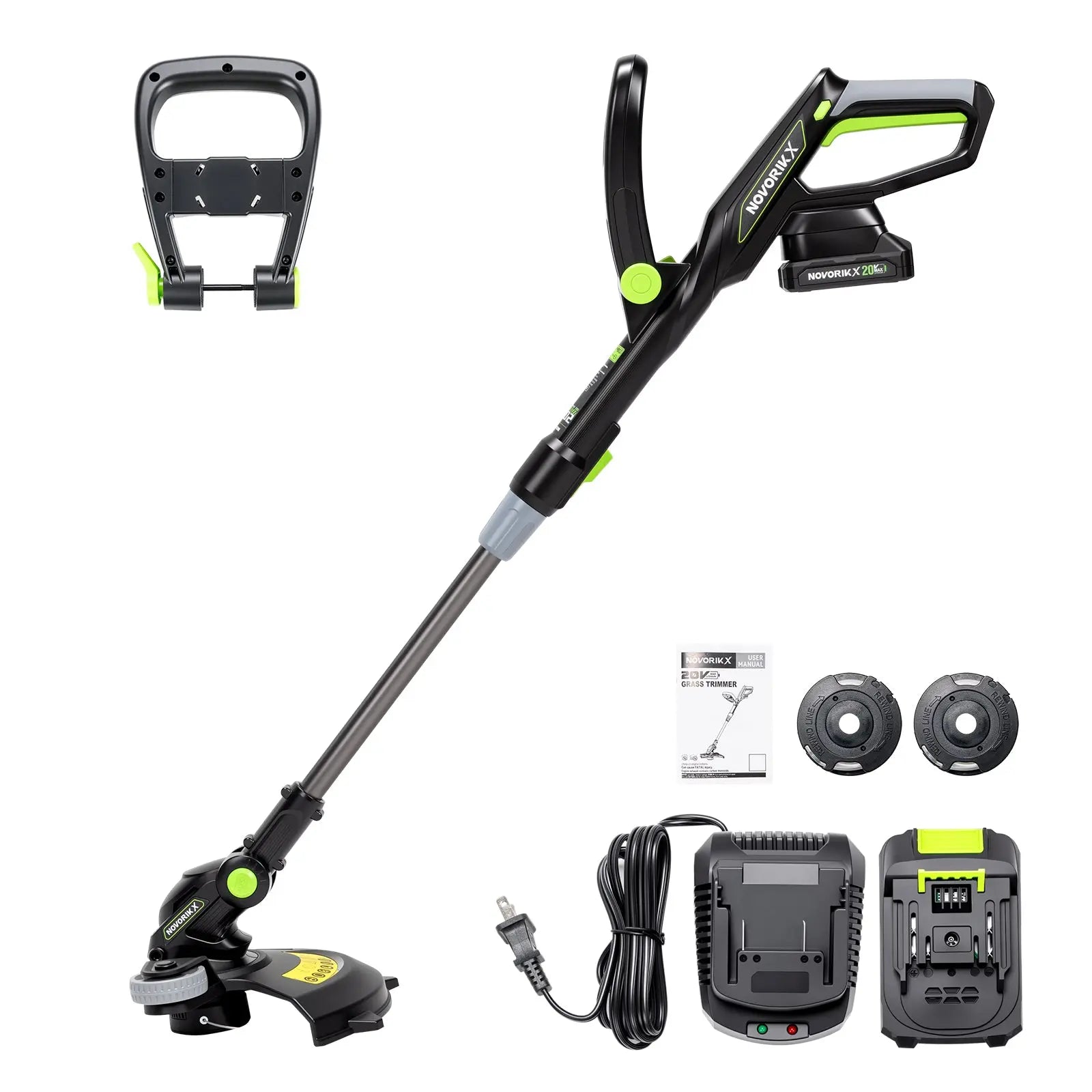 NovorikX Obsidian Black 20V Cordless 12-Inch Telescopic String Trimmer Kit  NovorikX