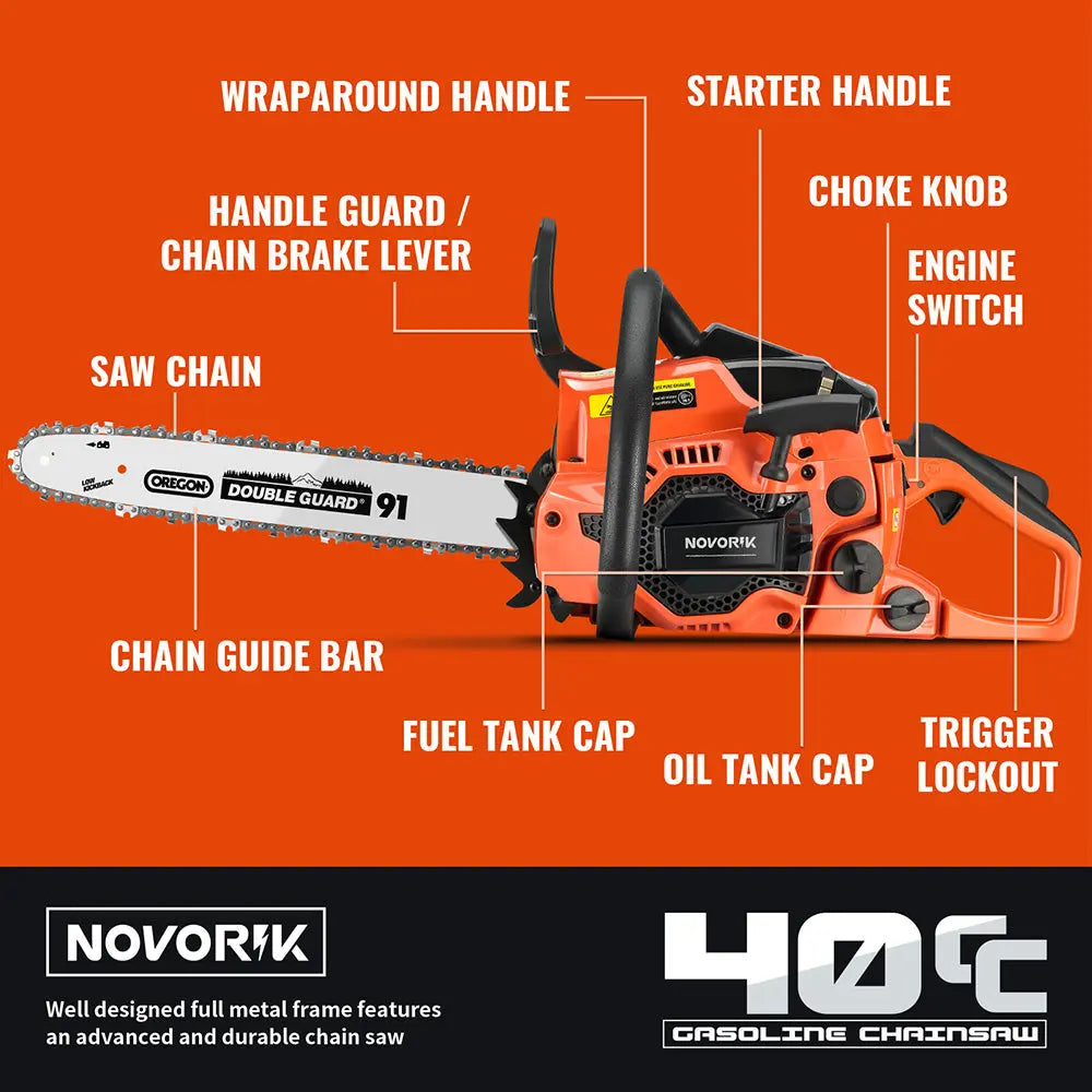 14/16-Inch Gas Powered Chainsaw (40CC) - NovorikX