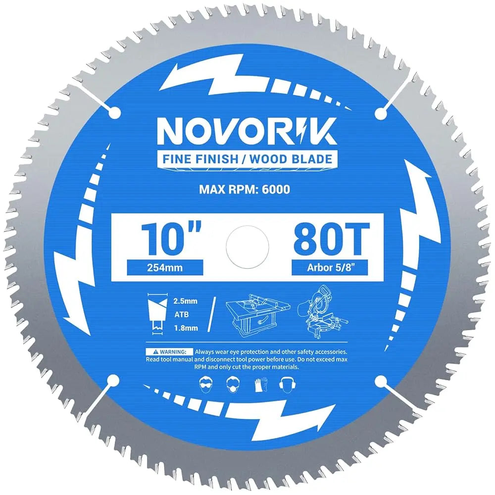 Circular Saw Blade, 10", 80T, Saw Blade with Arbor 5/8", ATB Saw Blade for Miter/Table Saws, 5-Pack  NovorikX