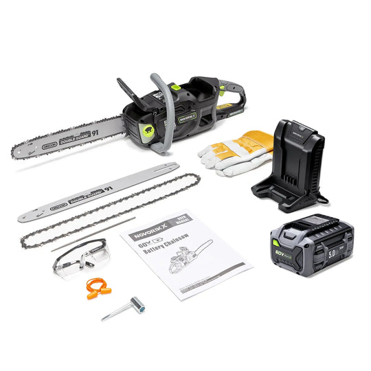 NovorikX Obsidian Black 60V Brushless 18-Inch & 16-Inch Chainsaw Kit  NovorikX
