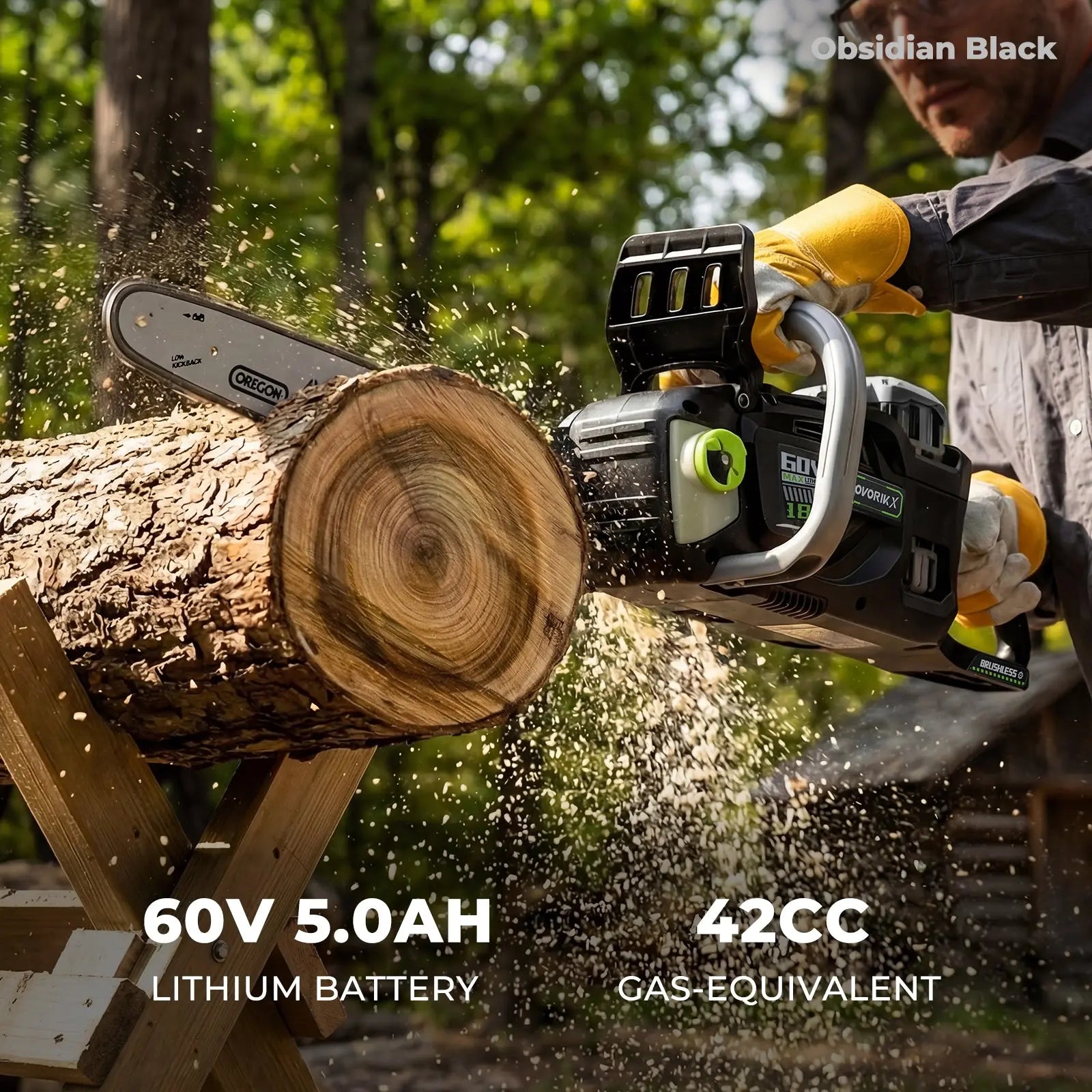 Obsidian Black 60V Brushless 18-Inch & 16-Inch Chainsaw Kit -