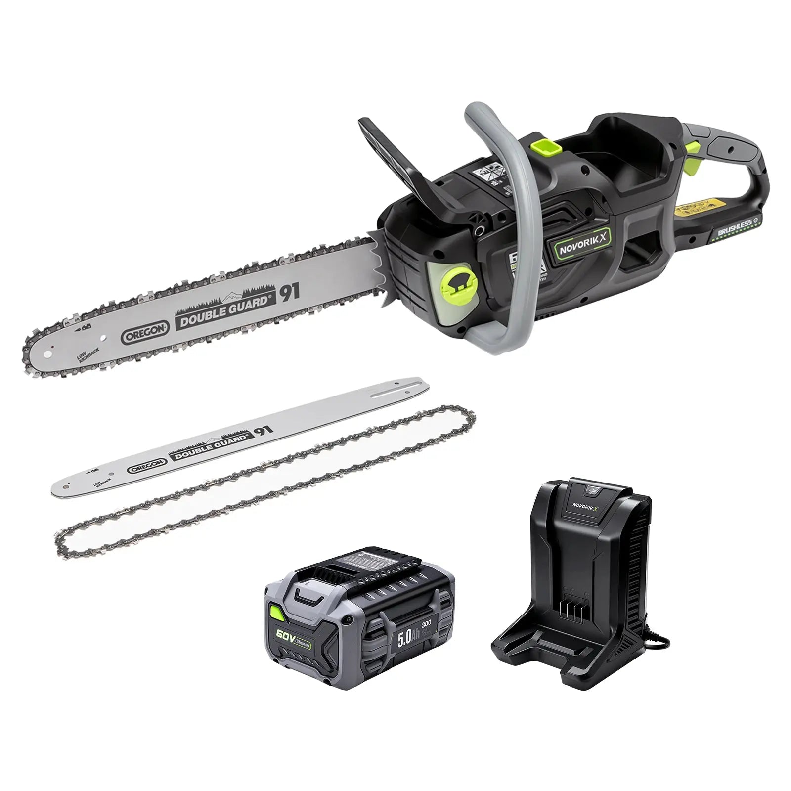 Obsidian Black 60V Brushless 18-Inch & 16-Inch Chainsaw Kit -