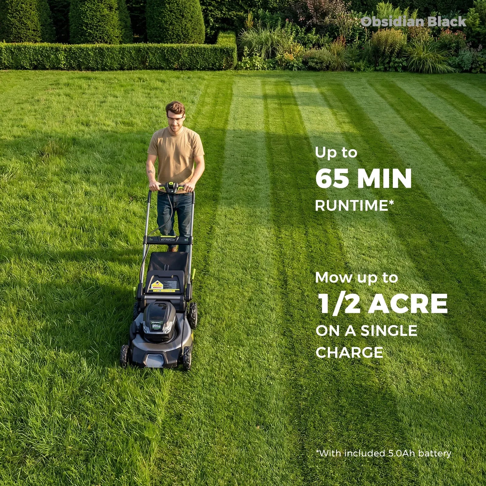 NovorikX Obsidian Black 60V Brushless 21-Inch Self-Propelled Lawn Mower Kit  NovorikX