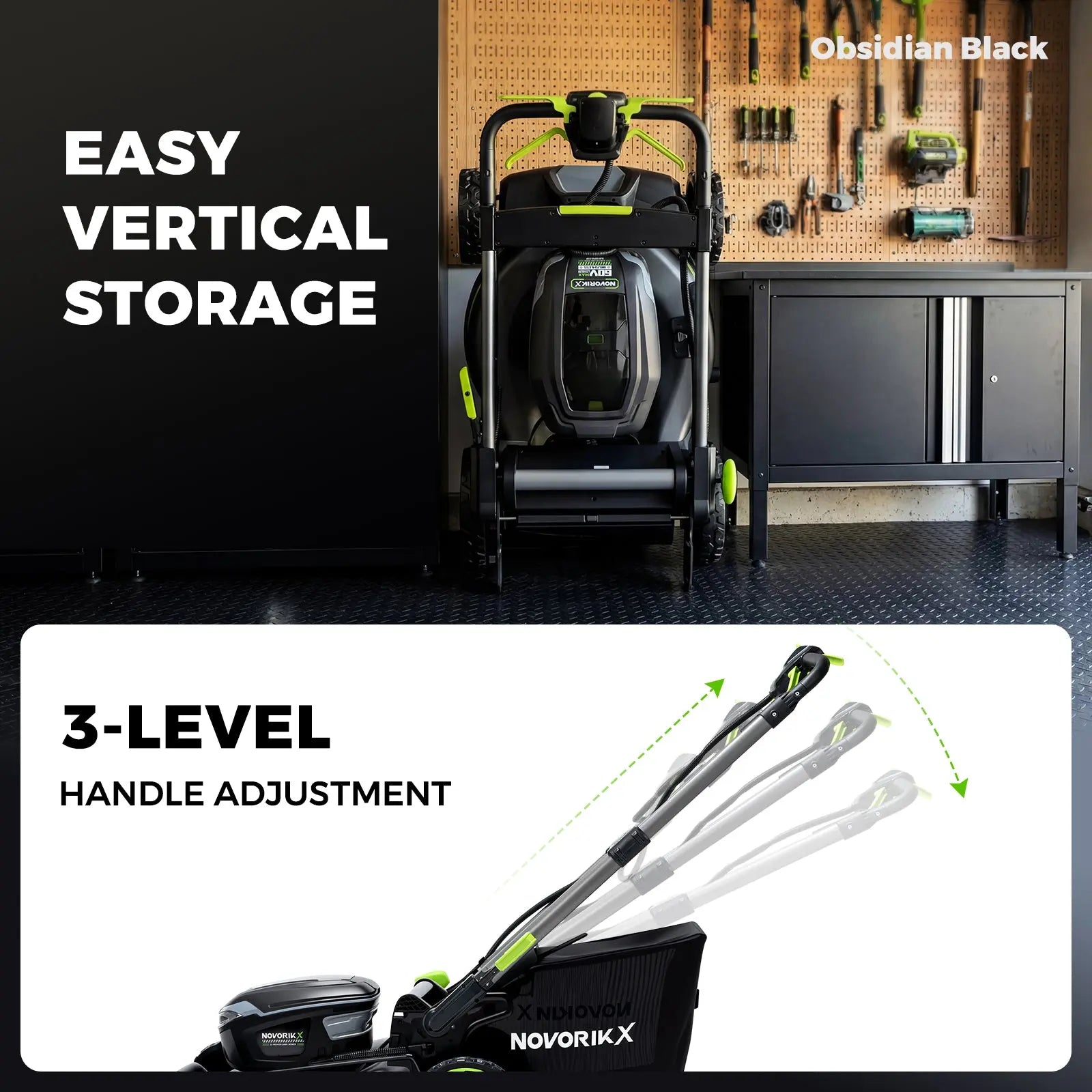 NovorikX Obsidian Black 60V Brushless 21-Inch Self-Propelled Lawn Mower Kit  NovorikX