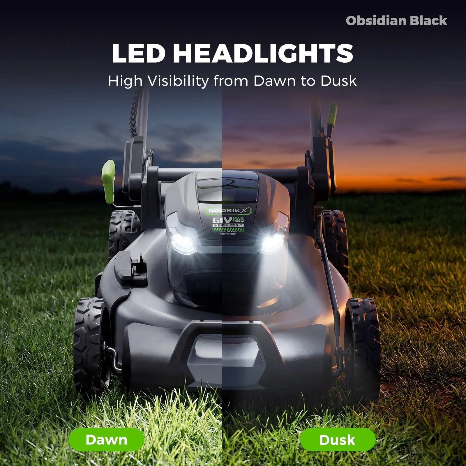 NovorikX Obsidian Black 60V Brushless 21-Inch Self-Propelled Lawn Mower Kit  NovorikX