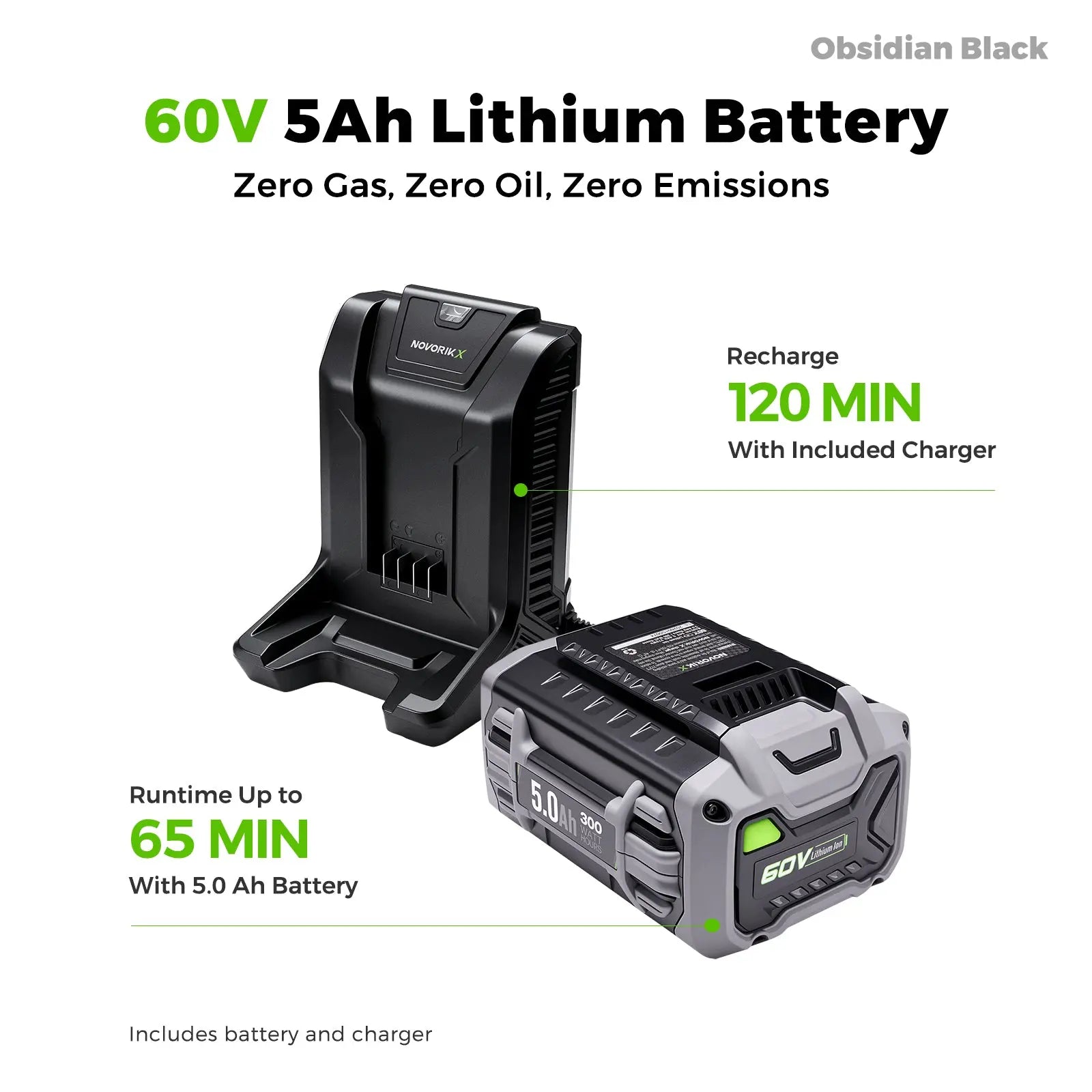 NovorikX Obsidian Black 60V Brushless 21-Inch Self-Propelled Lawn Mower Kit  NovorikX