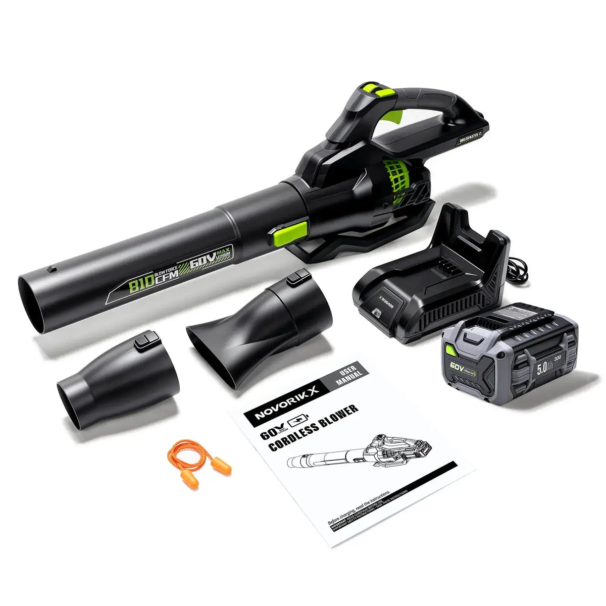 Obsidian Black 60V Brushless 810CFM 190MPH Leaf Blower Kit