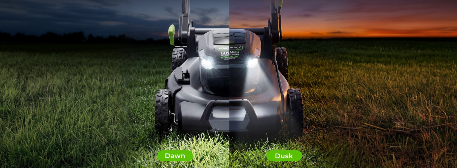 Integrated LED light for low-light mowing
