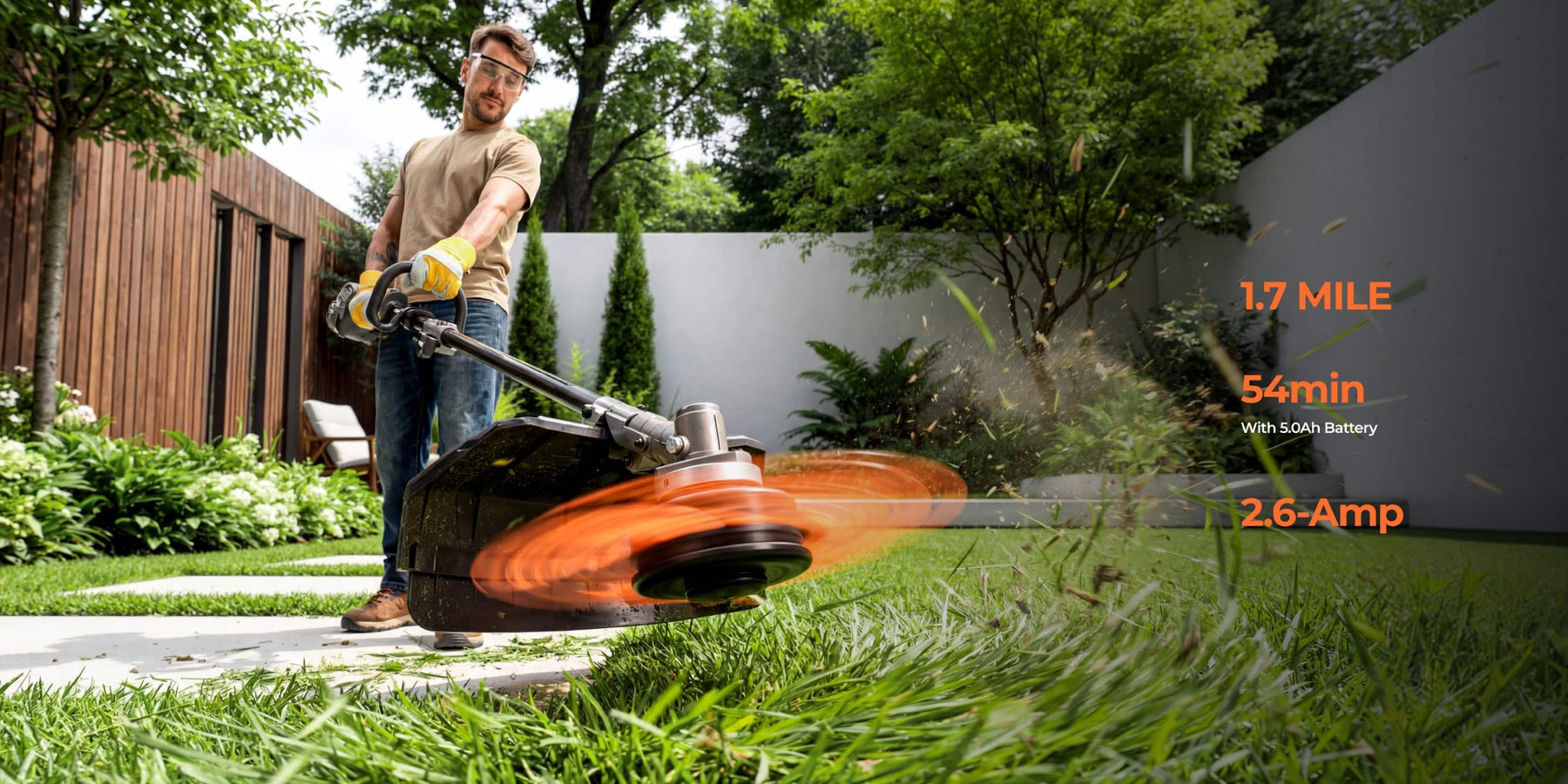 60V brushless string trimmer hero and key feature highlights